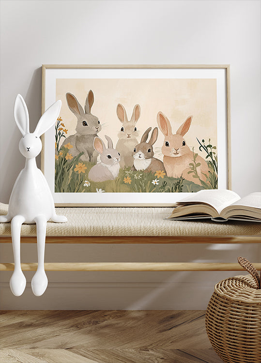 Bunny Family Illustration Poster