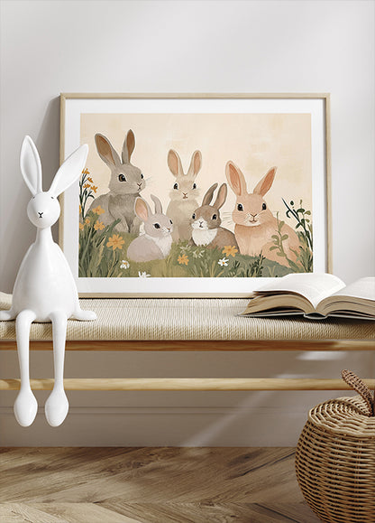 Bunny Family Illustration Poster