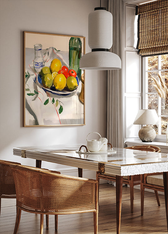 Lemons and Tomatoes, rustic kitchen still life Poster