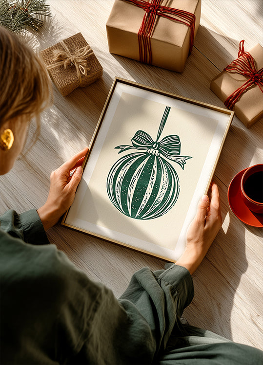 Christmas Ornament Green Illustration Poster