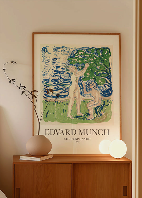 Girls Picking Apples Poster