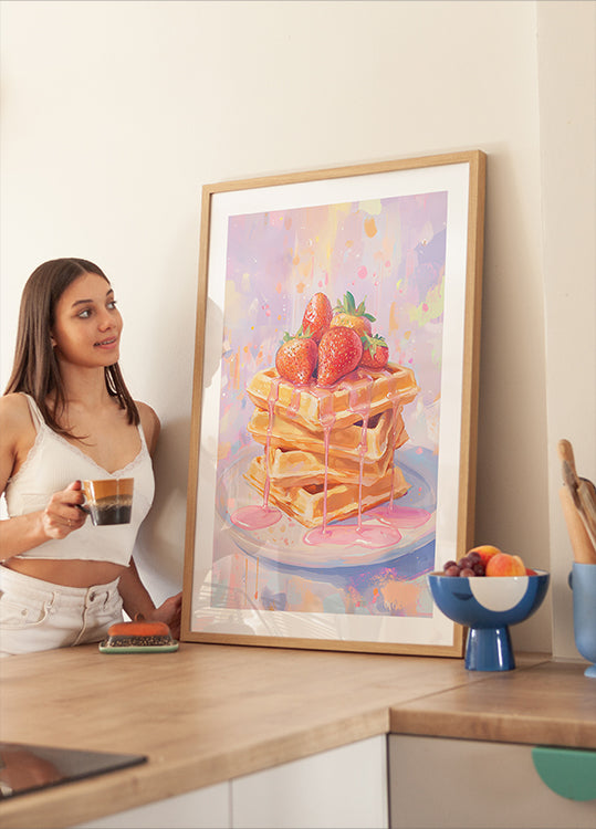 Strawberry on Waffles Poster