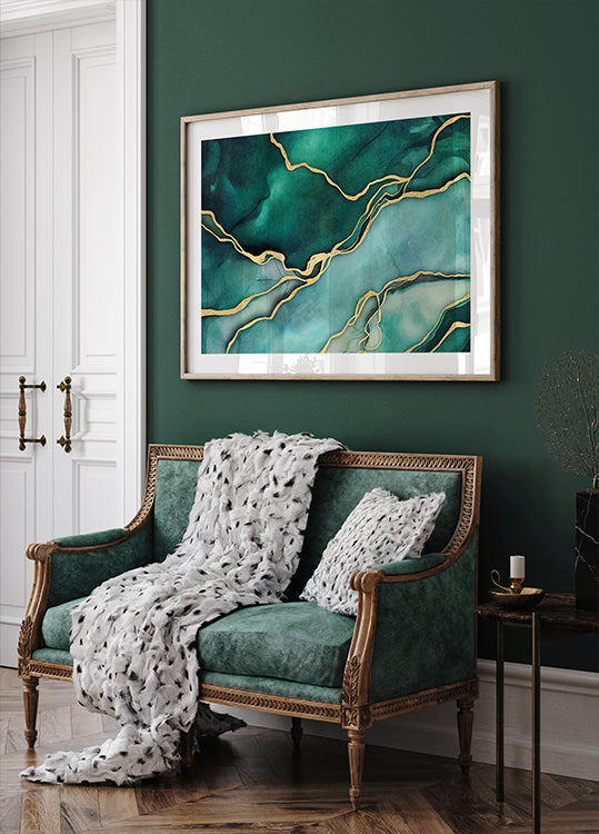 Teal Gold Marble Luxury