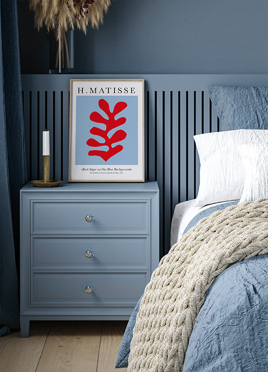 H. Matisse Red Algae on Sky Blue Background Poster
