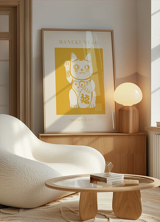 Maneki-Neko Yellow Cat Poster
