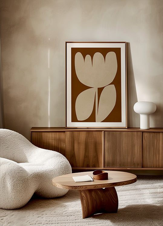 Beige Blossom Shapes Poster