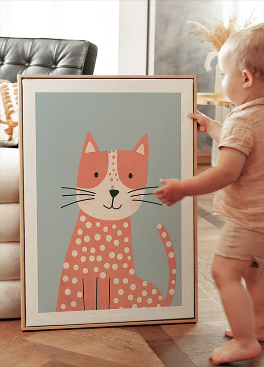 Polka Dot Cat Poster