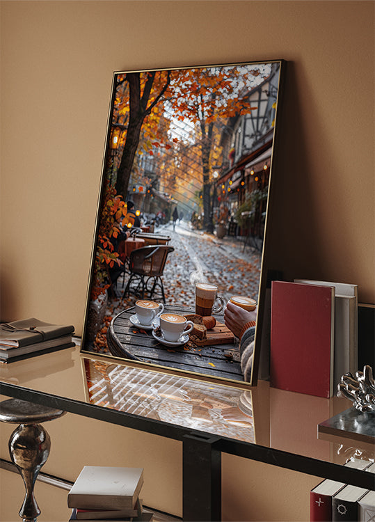 Cozy Autumn Café Scene Poster