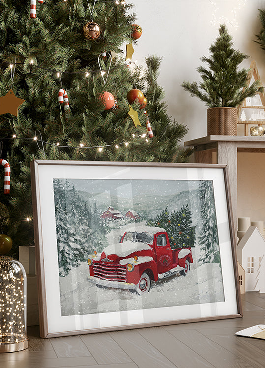 Snowy Holiday Drive Poster