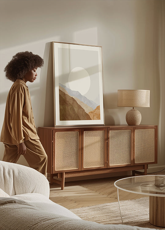 Boho moon and mountains Poster