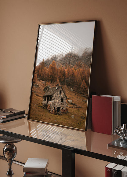 Autumn Mountain Cabin Poster