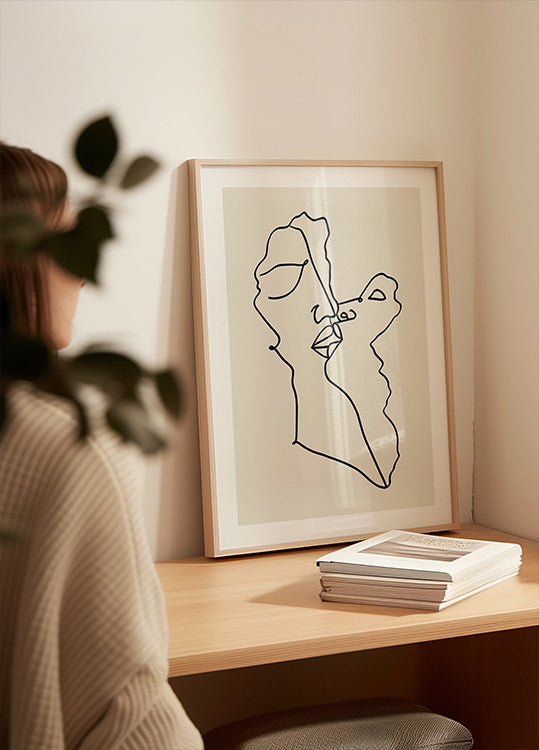 Abstract Faces Intertwined Poster