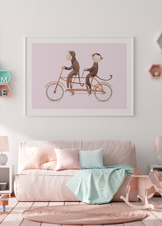 Monkey Bicycle Poster