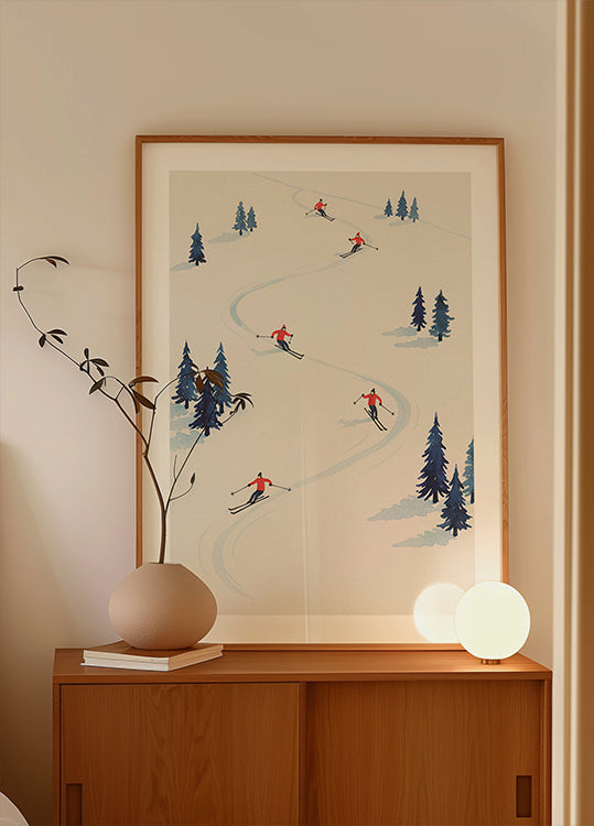Five Skiers Poster