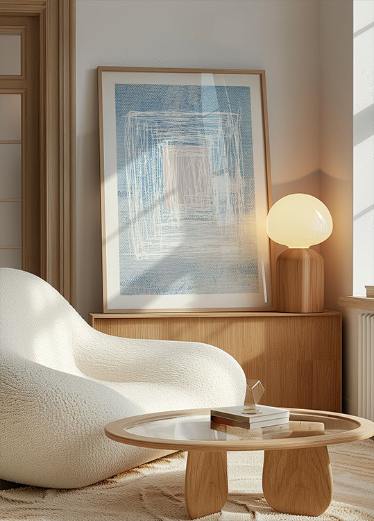 White Linear Patterns With Geometric Design Poster