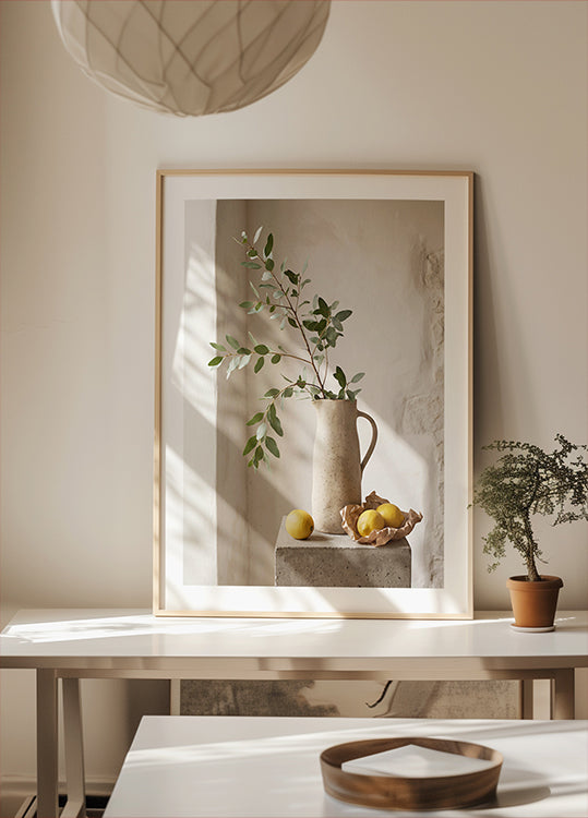 Leafy Branch and Lemons Poster