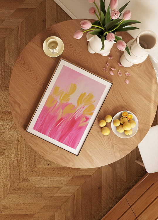 Flowers In Yellow and Pink Poster