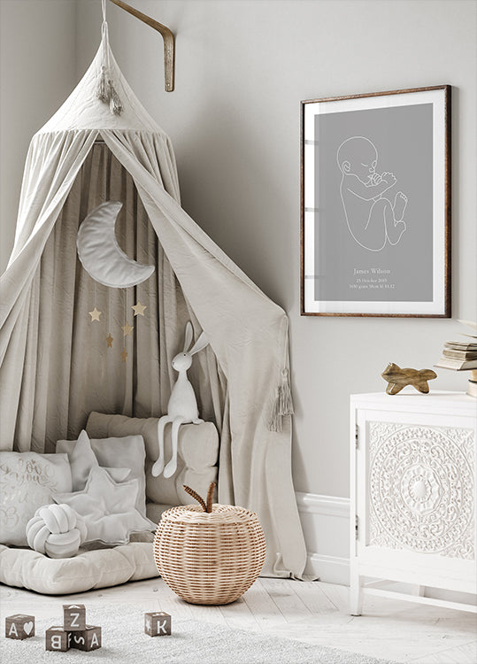Minimalist Birth – Gray Poster