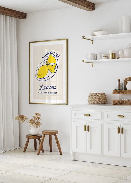 Food Art - Lemons Paris Fruit Market Poster