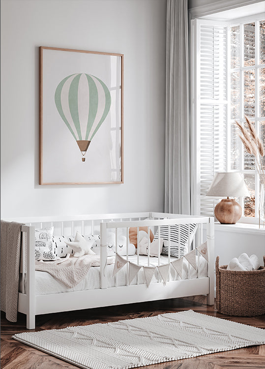 Green Hot Air Balloon Poster