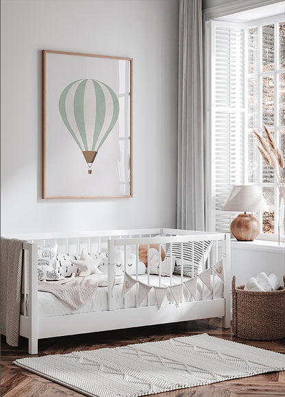 Green Hot Air Balloon Poster