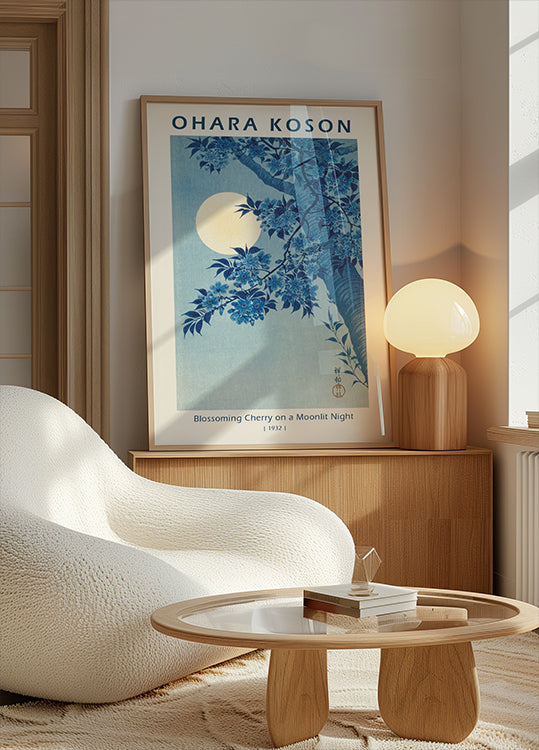 Blossoming Cherry on a Moonlit Night, 1932, Ohara Koson Poster