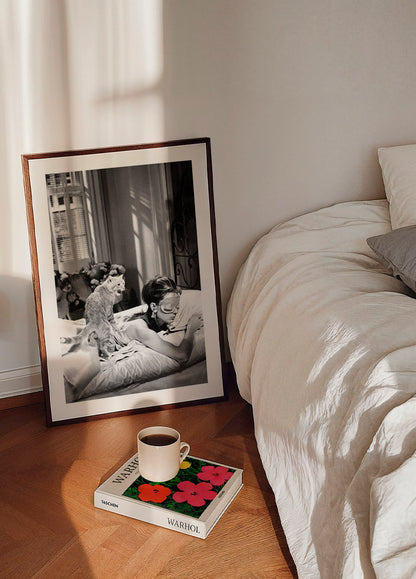 Audrey Hepburn Sleeping With Cat Poster