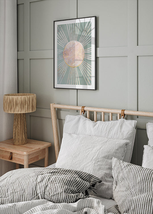 Sage Green Boho Sun Rays Poster