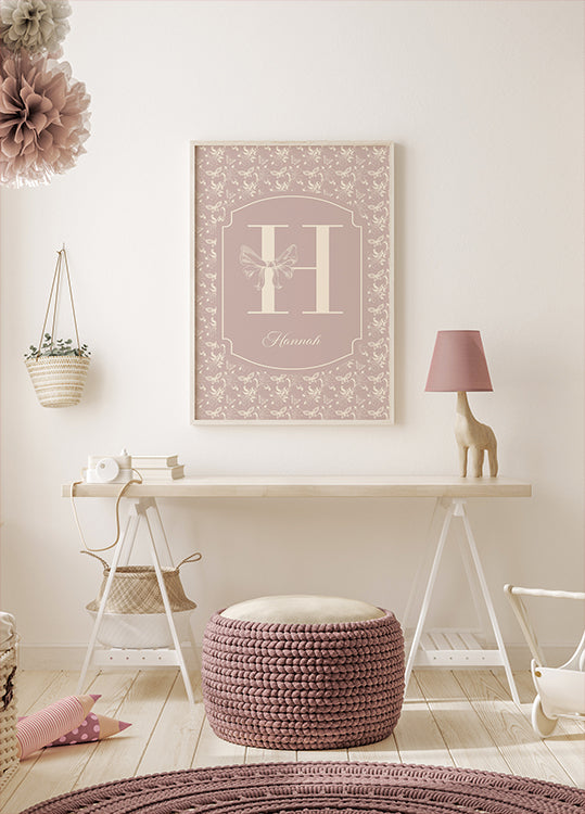 Elegant Baby Name Personal Pink Poster