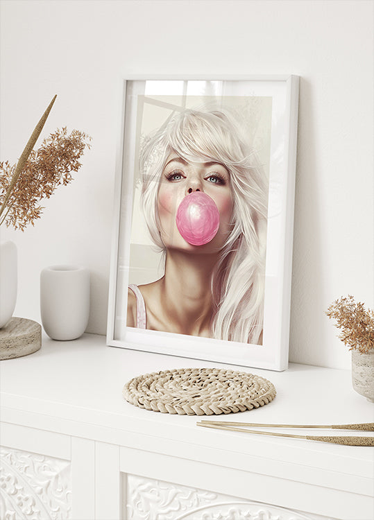 Fashion Portrait with Bubble Gum Poster