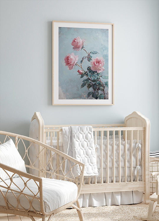 Soft Rose Branch, Children’s Floral Poster