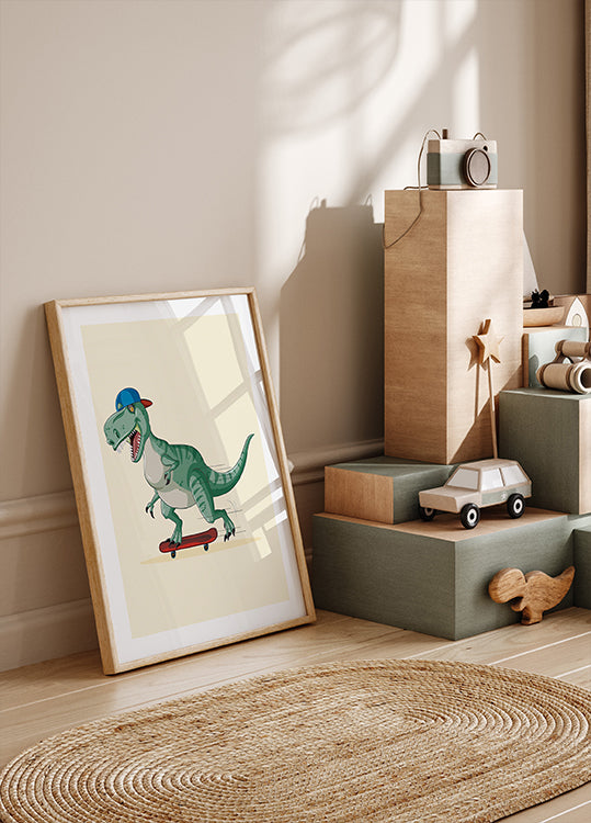 Skateboarding T-Rex Poster