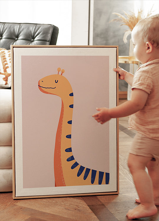 Orange Dinosaur Poster