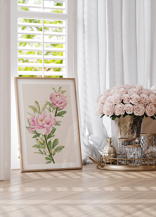 Blooming Peonies Poster