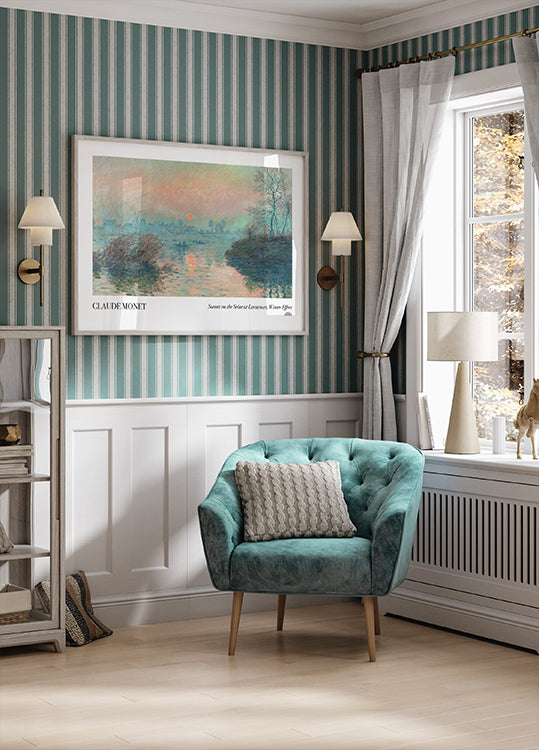 Sunset on the Seine at Lavacourt, Winter Effect Poster