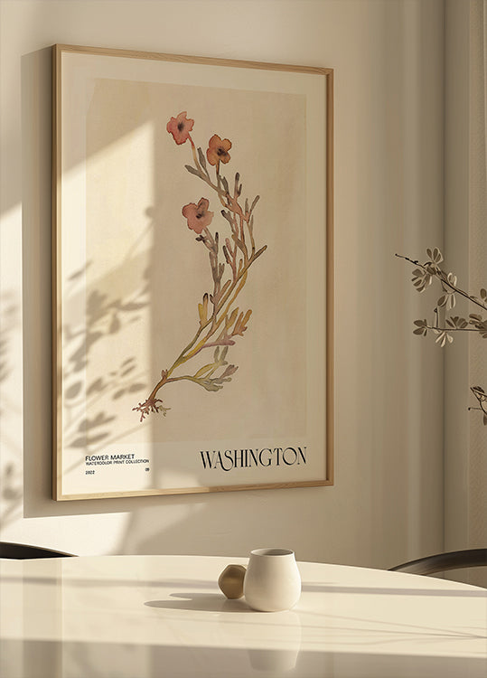 Watercolor print collection. Flower market - Washington