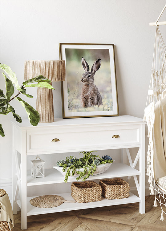 Wild Hare Close-Up Nature Poster