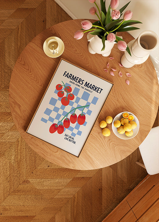 Farmers Market Tomatoes Blue Poster