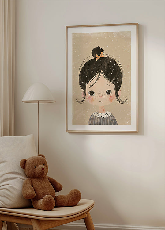 Freckled Girl With Bow Poster