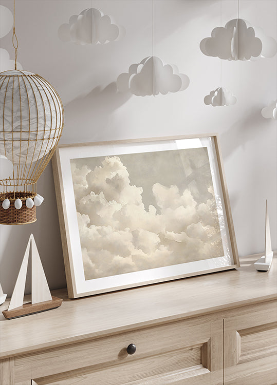 Dreamy Skies, Soft Clouds, Neutral Pastel Cloudscape Poster