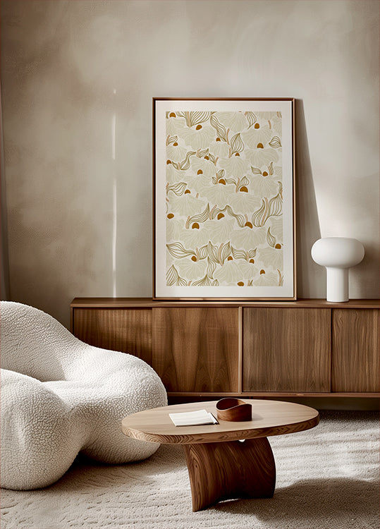 Calming essentials Natural flow meadow ivory pattern Poster