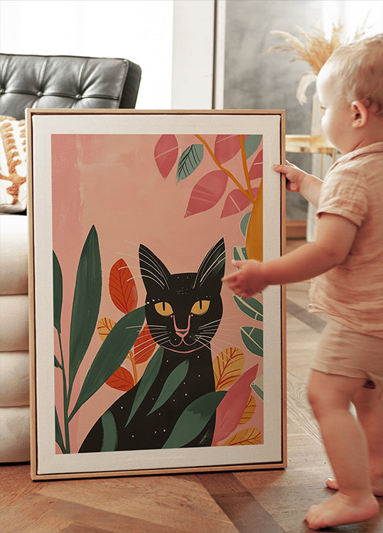 Black Cat in Jungle Poster