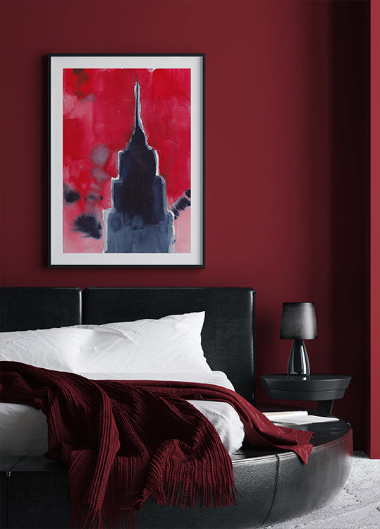 Empire State Building In Red Poster
