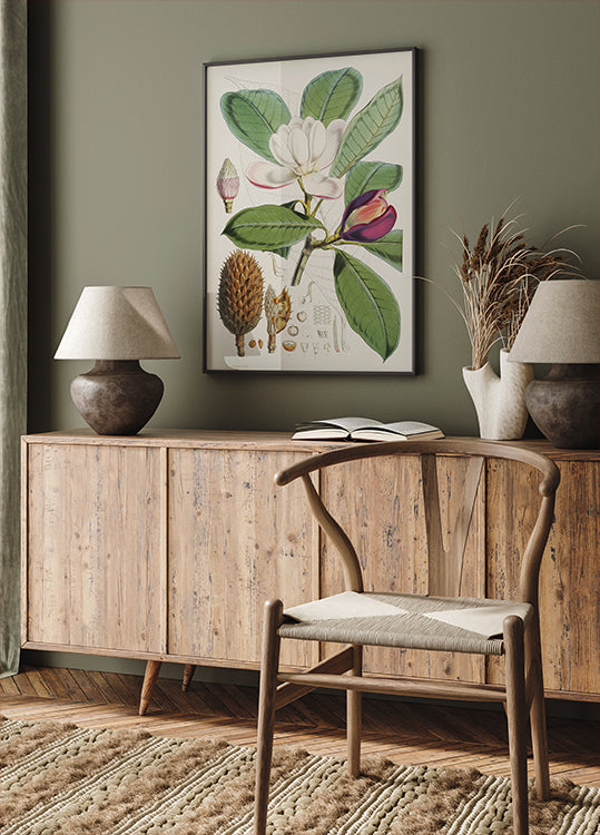 Botanical Magnolia Study Poster