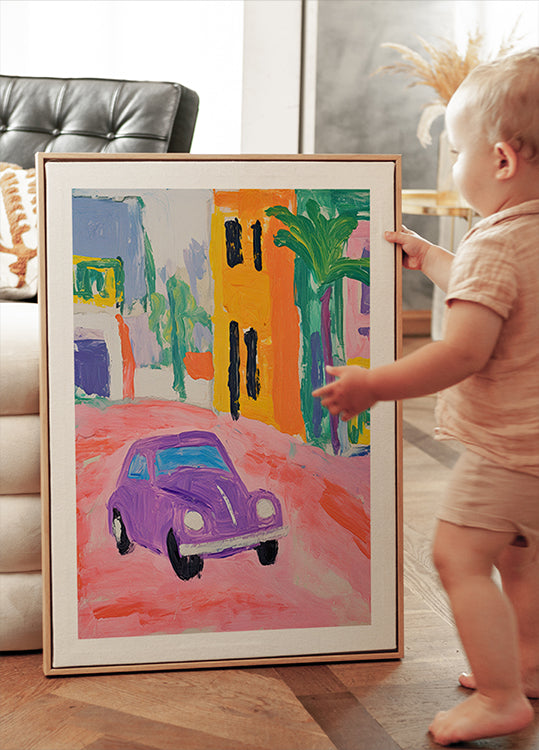 Colorful City Car Poster