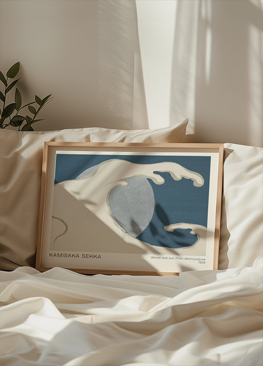 Waves and Sun from Momoyogusa, 1909, Kamisaka Sekka Poster