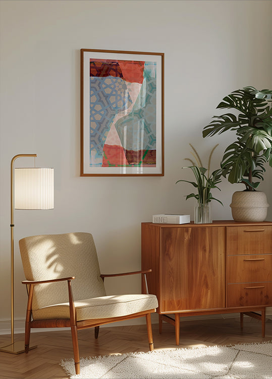 Overlapping Geometric Patterns in Soft Hues Poster