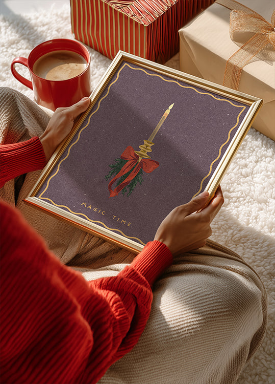 Candle with bow and spruce sprigs (NEW)