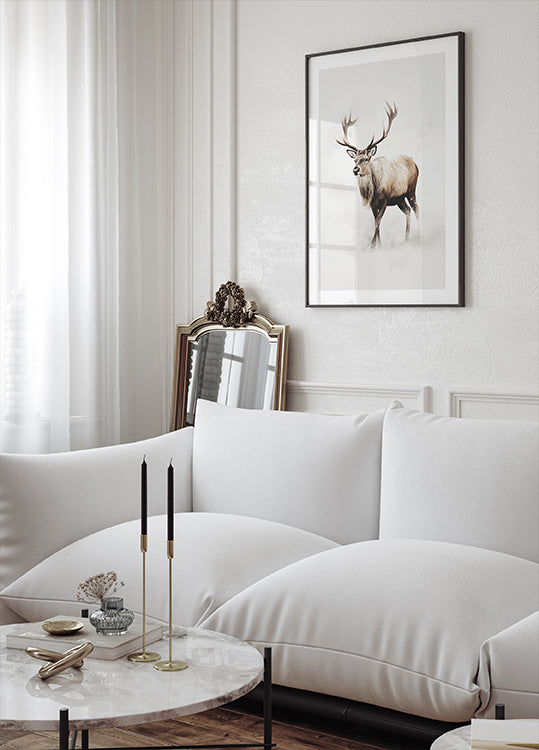 Reindeer In Snow Poster