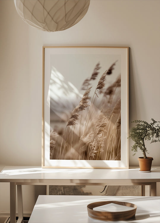 Golden Grass in Warm Breeze Poster